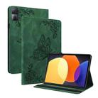 For Xiaomi Redmi Pad 5G Butterfly Flower Embossed Leather Tablet Case(Green) - 1