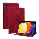 For Xiaomi Redmi Pad 5G Butterfly Flower Embossed Leather Tablet Case(Red) - 1