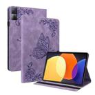 For Xiaomi Redmi Pad 5G Butterfly Flower Embossed Leather Tablet Case(Purple) - 1