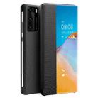 For Huawei P40 Pro QIALINO Litchi Texture Side Window View Leather Phone Case(Black) - 1