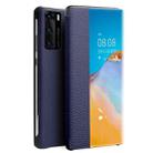 For Huawei P40 Pro QIALINO Litchi Texture Side Window View Leather Phone Case(Blue) - 1