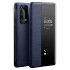 For Huawei P40 Pro QIALINO Puda Texture Side Window View Leather Phone Case(Blue) - 1