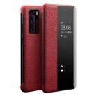 For Huawei P40 QIALINO XiangNai Texture Side Window View Leather Phone Case(Red) - 1