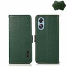 For OPPO A17 KHAZNEH Side-Magnetic Litchi Genuine Leather RFID Phone Case(Green) - 1