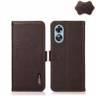 For OPPO A17 KHAZNEH Side-Magnetic Litchi Genuine Leather RFID Phone Case(Brown) - 1