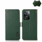 For OPPO A77 4G JP Version/A57 4G KHAZNEH Side-Magnetic Litchi Genuine Leather RFID Phone Case(Green) - 1