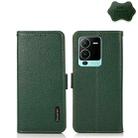 For vivo S15 Pro KHAZNEH Side-Magnetic Litchi Genuine Leather RFID Phone Case(Green) - 1