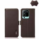 For vivo S15 Pro KHAZNEH Side-Magnetic Litchi Genuine Leather RFID Phone Case(Brown) - 1