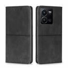 For vivo Y35 4G / Y22 / Y22s Cow Texture Magnetic Leather Phone Case(Black) - 1