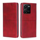 For vivo Y35 4G / Y22 / Y22s Cow Texture Magnetic Leather Phone Case(Red) - 1