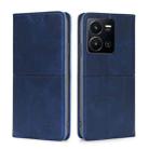 For vivo Y35 4G / Y22 / Y22s Cow Texture Magnetic Leather Phone Case(Blue) - 1