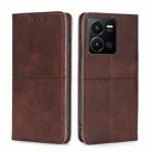 For vivo Y35 4G / Y22 / Y22s Cow Texture Magnetic Leather Phone Case(Dark Brown) - 1