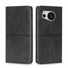 For Sharp Aquos Sense7 Cow Texture Magnetic Leather Phone Case(Black) - 1