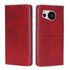 For Sharp Aquos Sense7 Cow Texture Magnetic Leather Phone Case(Red) - 1