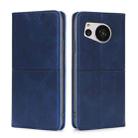 For Sharp Aquos Sense7 Cow Texture Magnetic Leather Phone Case(Blue) - 1