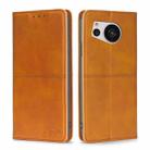 For Sharp Aquos Sense7 Cow Texture Magnetic Leather Phone Case(Light Brown) - 1