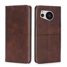 For Sharp Aquos Sense7 Cow Texture Magnetic Leather Phone Case(Dark Brown) - 1