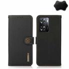 For OPPO A77 4G JP Version/A57 4G KHAZNEH Custer Genuine Leather RFID Phone Case(Black) - 1