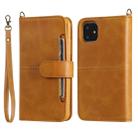 For iPhone 11 Multifunctional Detachable Magnetic Horizontal Flip Leather Case with Card Slots & Holder & Wallet & Photo Frame(Brown) - 1