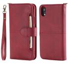 For iPhone XR Multifunctional Detachable Magnetic Horizontal Flip Leather Case with Card Slots & Holder & Wallet & Photo Frame(Red) - 1