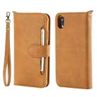 For iPhone XR Multifunctional Detachable Magnetic Horizontal Flip Leather Case with Card Slots & Holder & Wallet & Photo Frame(Brown) - 1