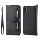 For iPhone X / XS Multifunctional Detachable Magnetic Horizontal Flip Leather Case with Card Slots & Holder & Wallet & Photo Frame(Black) - 1