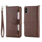 For iPhone X / XS Multifunctional Detachable Magnetic Horizontal Flip Leather Case with Card Slots & Holder & Wallet & Photo Frame(Coffee) - 1