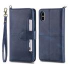 For iPhone X / XS Multifunctional Detachable Magnetic Horizontal Flip Leather Case with Card Slots & Holder & Wallet & Photo Frame(Blue) - 1