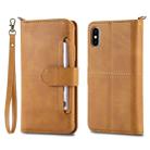 For iPhone X / XS Multifunctional Detachable Magnetic Horizontal Flip Leather Case with Card Slots & Holder & Wallet & Photo Frame(Brown) - 1