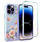 For iPhone 14 Pro Varnishing Water Stick TPU + Hard Plastic Phone Case(10046 Flower) - 1