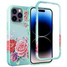 For iPhone 14 Pro Varnishing Water Stick TPU + Hard Plastic Phone Case(10045 Flower) - 1