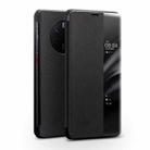 For Huawei Mate 50 Pro QIALINO Genuine Leather Side Window View Smart Phone Case(Black) - 1