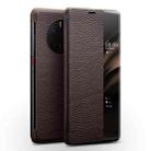For Huawei Mate 50 Pro QIALINO Genuine Leather Side Window View Smart Phone Case(Brown) - 1