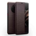 For Huawei Mate 50 QIALINO Genuine Leather Side Window View Smart Phone Case(Brown) - 1