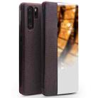 For Huawei P30 Pro QIALINO Genuine Leather Side Window View Smart Phone Case(Brown) - 1