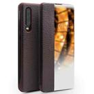 For Huawei P30 QIALINO Genuine Leather Side Window View Smart Phone Case(Brown) - 1