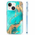 For iPhone 14 Plus Coloured Glaze Marble Phone Case(Green Gilt) - 1