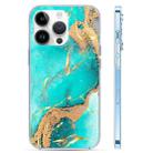 For iPhone 14 Pro Coloured Glaze Marble Phone Case(Green Gilt) - 1