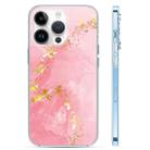 For iPhone 14 Pro Max Coloured Glaze Marble Phone Case(Pink Gold) - 1