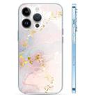 For iPhone 14 Pro Max Coloured Glaze Marble Phone Case(White Gold) - 1