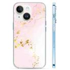 For iPhone 13 Coloured Glaze Marble Phone Case(Pink White) - 1
