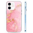 For iPhone 12 Coloured Glaze Marble Phone Case(Pink Gold) - 1