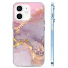 For iPhone 12 Coloured Glaze Marble Phone Case(Pink Grey) - 1