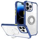 For iPhone 14 Pro Water Cube High Permeability Space Phone Case with Invisible Holder(Sapphire) - 1