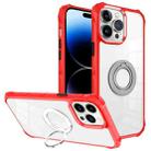 For iPhone 14 Pro Water Cube High Permeability Space Phone Case with Invisible Holder(Red) - 1