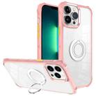 For iPhone 13 Pro Water Cube High Permeability Space Phone Case with Invisible Holder(Pink) - 1