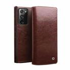 For Samsung Galaxy Note20 QIALINO Genuine Leather Phone Case(Brown) - 1