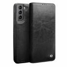 For Samsung Galaxy S21 5G QIALINO Genuine Leather Phone Case(Black) - 1