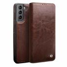 For Samsung Galaxy S21+ 5G QIALINO Genuine Leather Phone Case(Brown) - 1