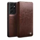 For Samsung Galaxy S21 Ultra 5G QIALINO Genuine Leather Phone Case(Brown) - 1